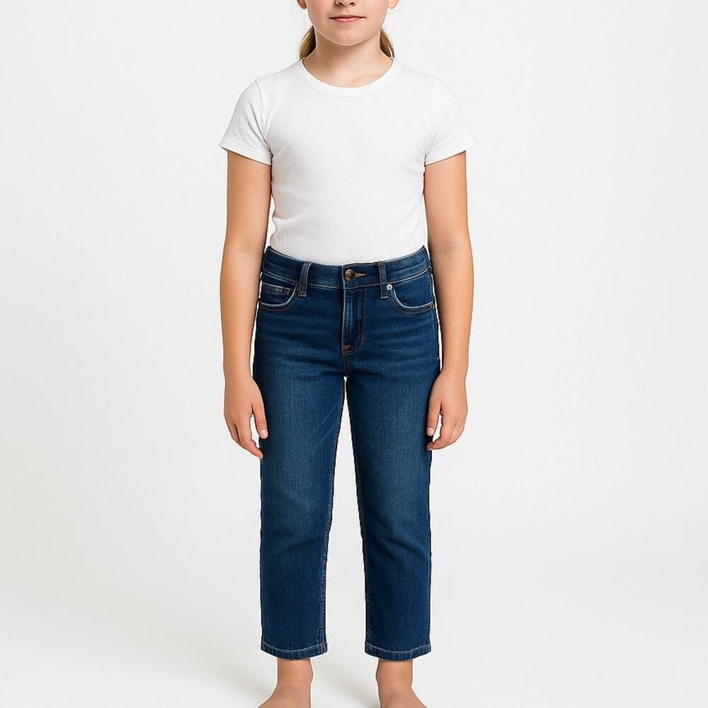 MONGOOSE Girls Dark Stone Washed Straight Leg Denim Jeans